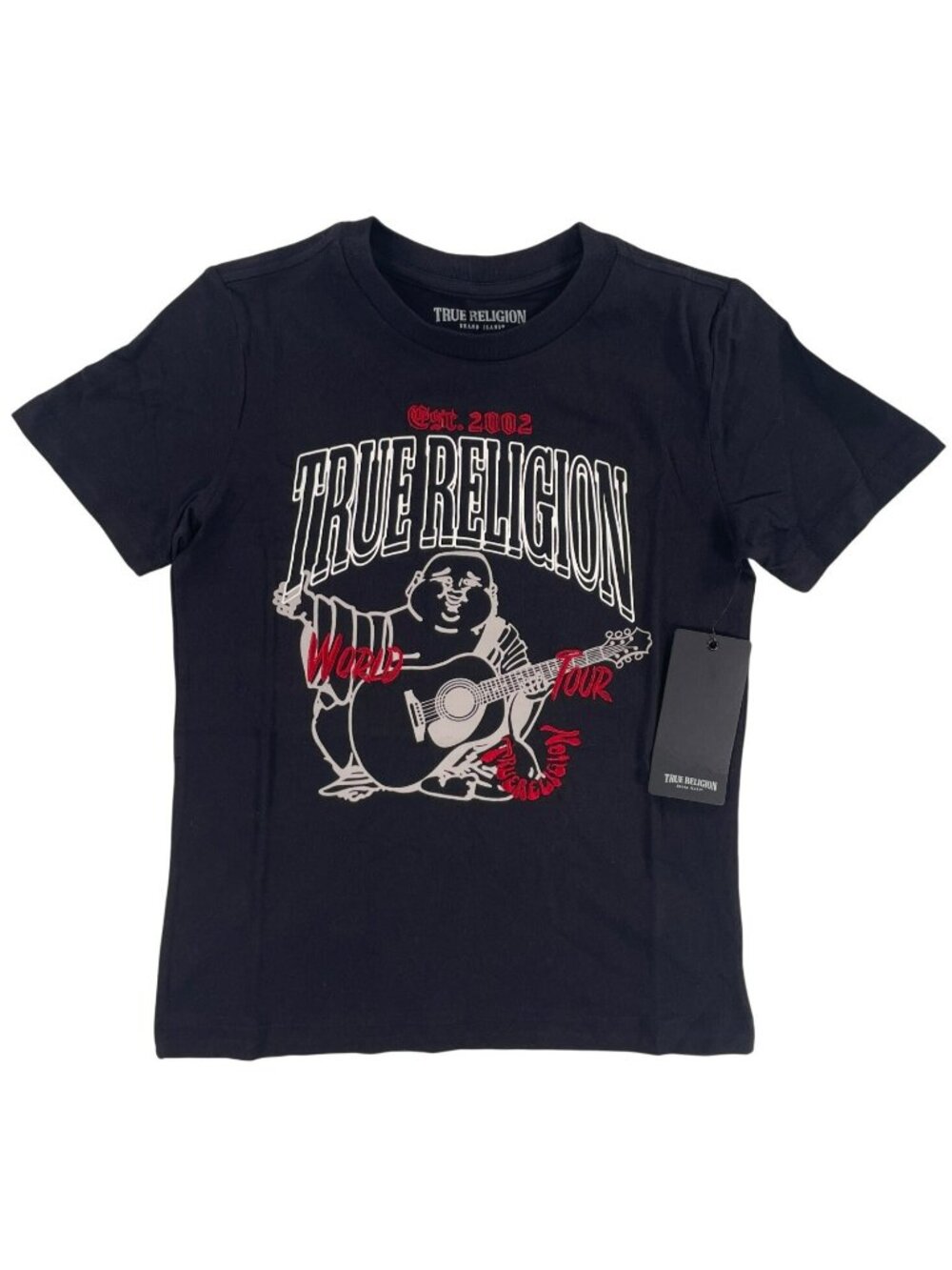 True Religion Groovy Buddha Jet Black Graphic Tee Cotton Kid's Size Medium NEW